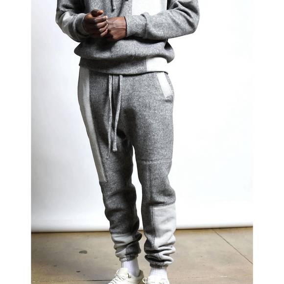 NEW TWENTY MONTREAL maddux plush fleece patchwork pants in heather grey - Picture 2 of 5